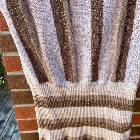 Y2K Brown Striped Sweater with a subtle shimmer - Picture 2 of 5